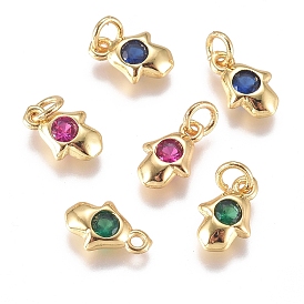 Латунные микро проложить кубического циркония прелести, долговечный, hamsa рука / рука fatima / рука miriam