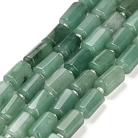 Natural Green Aventurine Beads Strands, with Seed Beads, Faceted Column