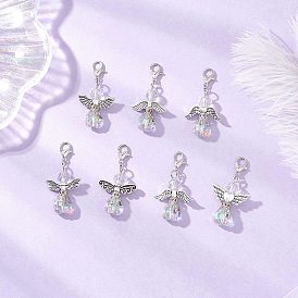 Стеклянные подвески в форме сердца ангела, с цинковым сплавом застежками омаров коготь