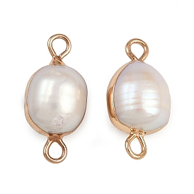 Круглые звенья из натурального жемчуга, с латунной фурнитурой , белые