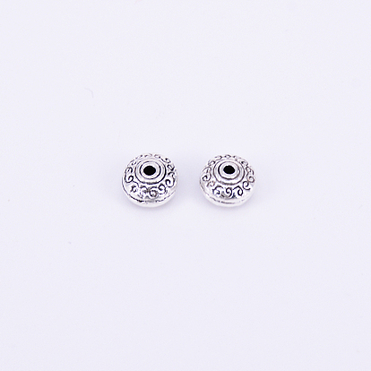 Тибетском стиле сплав Шарики прокладки, плоско-круглые, античное серебро