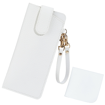 1Чехлы для хранения очков из искусственной кожи, Чехол для солнцезащитных очков с ремнем, прямоугольные, с тканью для чистки очков из замшевого волокна 1pc