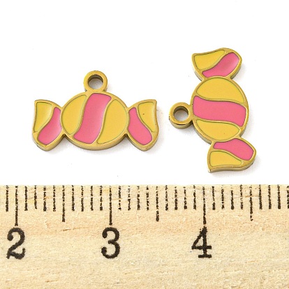 316 Surgical Stainless Steel Pendants, with Enamel, Golden, Cake & Candy & Ice Cream
