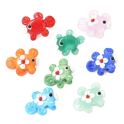 Бусины лэмпворк , рыба с цветком