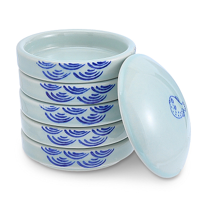 Fish Pattern Ceramic Watercolor Palette with Lid, 5 Layer Paint Tray