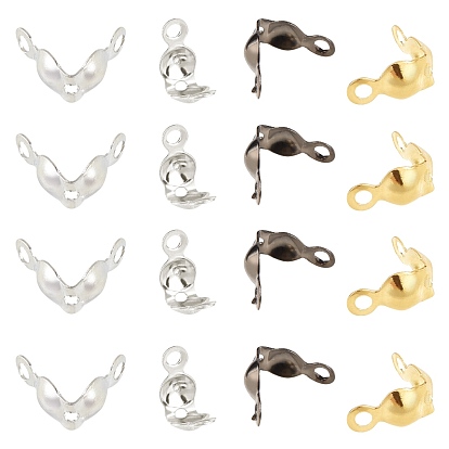 ARRICRAFT Brass Bead Tips, Calotte Ends, Clamshell Knot Cover, Gunmetal & Golden & Platinum & Silver Color Plated
