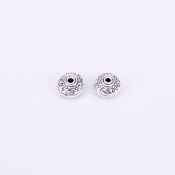 Тибетском стиле сплав Шарики прокладки, плоско-круглые, античное серебро