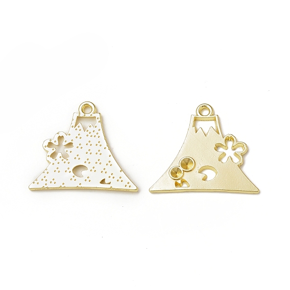 Paramètres de strass pendentif en alliage de placage de rack, sans cadmium et sans nickel et sans plomb, montagne avec fleur