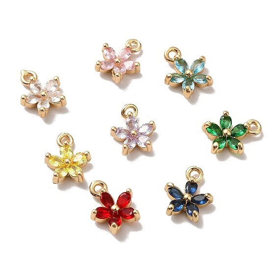 Латунные кубические циркониевые цветочные подвески, реальный 18 k позолоченный, очарование баухинии