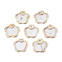 Natural Capiz Shell Charms, with Light Gold Plated Brass Edge, Flower