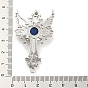 Gemstone Big Pendants, Cross with Wing Charms, with Platinum Plated Brass Findings
