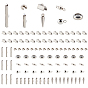 304 Stainless Steel Assorted Findings, with Crimp Beads Covers, Ribbon Crimp Ends, Links, Pendants and Beads