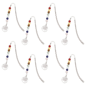 Бусины из натуральных и синтетических драгоценных камней на тему чакры, закладки, закладки из сплава «Древо жизни»