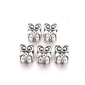 Tibetan Style Alloy European Beads, Large Hole Beads, Cadmium Free & Lead Free, Owl