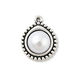 Сплавочные подвески тибетского стиля, плоско-круглые, с шариком из абс-пластика