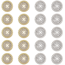 20шт 2 цвета литые кнопки, со стразами, плоско-круглые