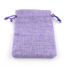 Polyester Imitation Burlap Packing Pouches Drawstring Bags, for Christmas, Wedding Party and DIY Craft Packing