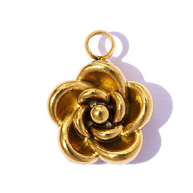 304 подвески из нержавеющей стали, цветочный шарм, ионное покрытие (ip), долговечный