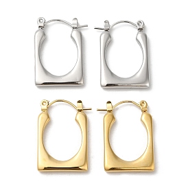 304 Stainless Steel Hoop Earrings for Women, Rectangle