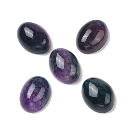 Natural Dragon Veins Agate Cabochons, Dyed & Heated, Oval