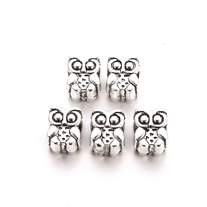 Tibetan Style Alloy European Beads, Large Hole Beads, Cadmium Free & Lead Free, Owl