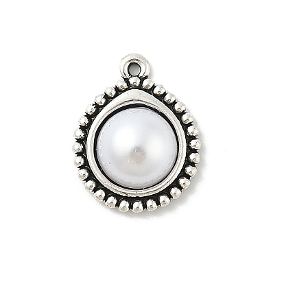 Сплавочные подвески тибетского стиля, плоско-круглые, с шариком из абс-пластика