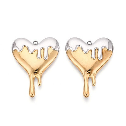 304 Подвески в виде тающего сердца из нержавеющей стали, два тона
