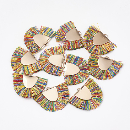 Polyester pendentif pompon décorations, avec les accessoires en laiton, demi-cercle