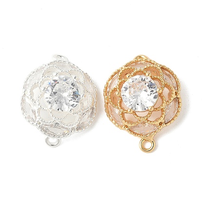 Подвески-соединители из латуни с цветком, без кадмия, без никеля и без свинца, с четким кубического циркония