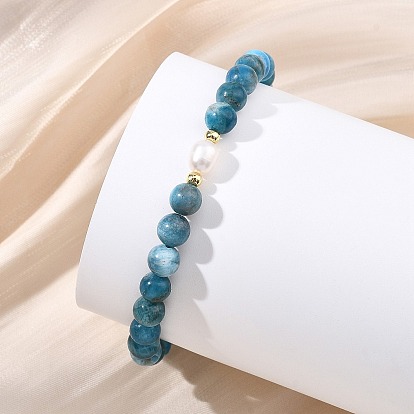 Эластичные браслеты для женщин с натуральными драгоценными камнями и культивированным пресноводным жемчугом, выполненные из круглых бусин.