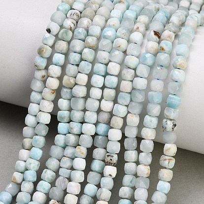 Perlas naturales larimar hebras, cubo, facetados