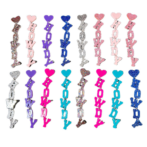 Акриловые серьги-гвоздики с надписью «привет», платина