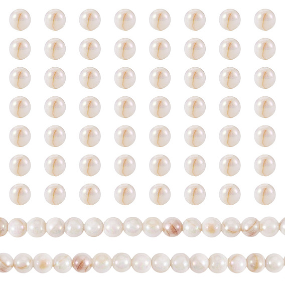 2 Strands AB Color Natural Freshwater Shell Beads Strands, Round