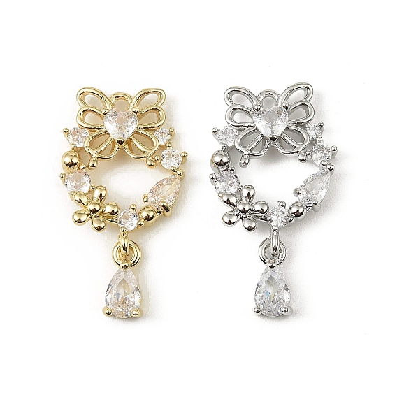 Латунные микро проложить кубического циркония подвески, без кадмия, без никеля и без свинца, бабочка