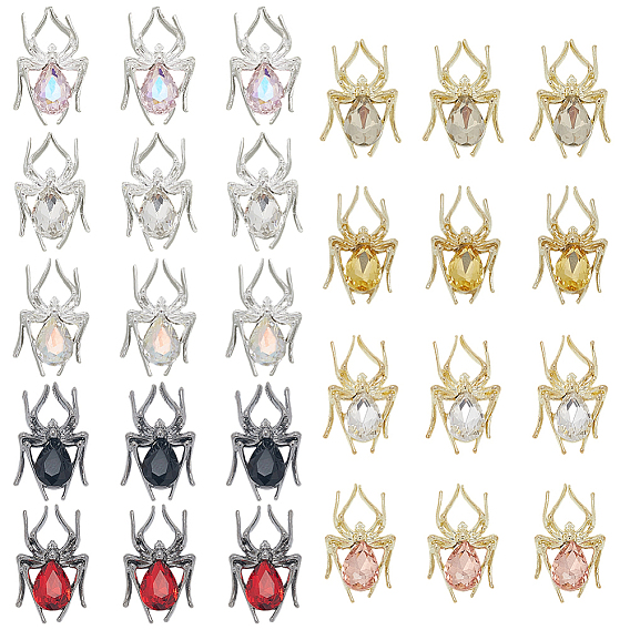 36шт 9 цвета сплав горный хрусталь кабошоны, ногтей декоративные аксессуары, паук