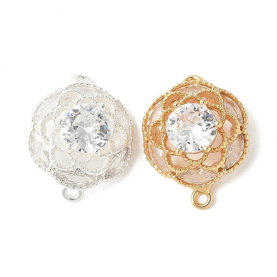 Подвески-соединители из латуни с цветком, без кадмия, без никеля и без свинца, с четким кубического циркония