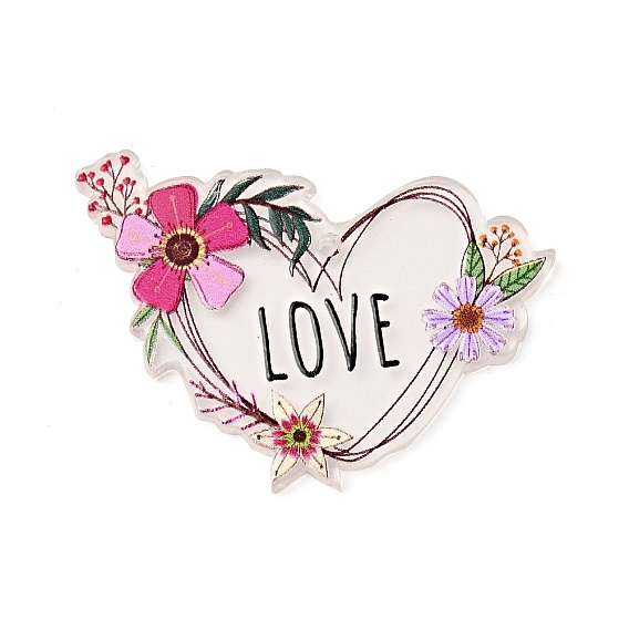 Valentine's Day Theme Acrylic Pendants, Word Love