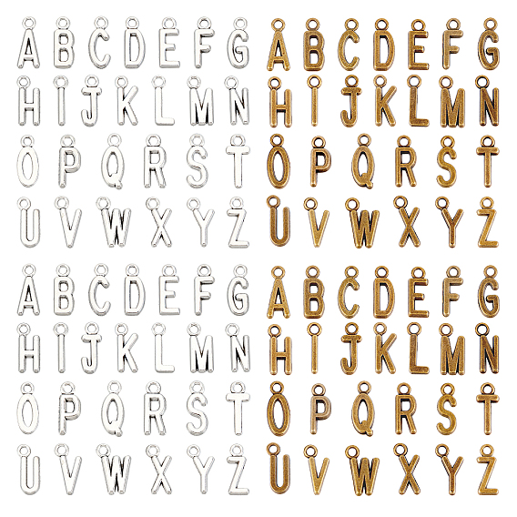 8набор 2цветные подвески из сплава в тибетском стиле, без кадмия и без свинца, алфавит, Письмо ~ Z