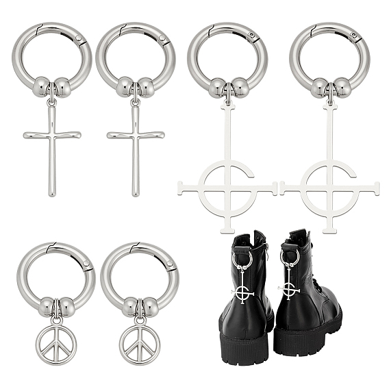 6 шт 3 стиль сплав обувь подвески, с литыми пружинными кольцами, разнообразные