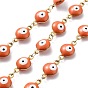 304 Stainless Steel Link Chains, with Resin & Enamel & Spool, Unwelded, Real 18K Gold Plated, Eye, Ion Plating(IP)
