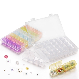 Rectangle Plastic Organizer Storage Boxes, with 28Pcs Mini Square Small Boxes, for Diamond Beads Storage