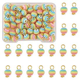 50шт. прозрачные полосатые подвески из смолы, с золотыми тонами железных петель, круглые