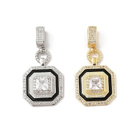 Brass Micro Pave Cubic Zirconia Pendants, with Enamel