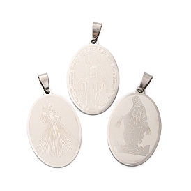201 подвески из нержавеющей стали, овал с подвеской в виде Девы Марии и Иисуса, религия, анти-тускнение