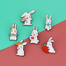 White Rabbit Enamel Pin, Electrophoresis Black Plated Alloy Easter Theme Badge for Corsage Scarf Clothes