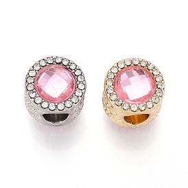 Стойки покрытие сплава горный хрусталь европейских бусы, плоско-круглые, с акриловой, без свинца, без никеля и без кадмия