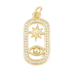 Латунные микропаве прозрачные подвески с фианитом, овальные, звездчатые и подвески в виде конского глаза, долговечный, стойки покрытие, без свинца и без кадмия