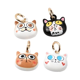 Printed Brass Charms, Cat Shape Charms, Golden