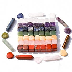 Nuggest Mixed Natural Gemstone Ornaments Set, Reiki Energy Stone Display Decorations