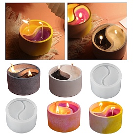 Taichi Yin Yang DIY Candle Cups Silicone Molds, Creative Aromatherapy Candle Cement Cup Supply DIY Concrete Candle Cups Resin Moulds